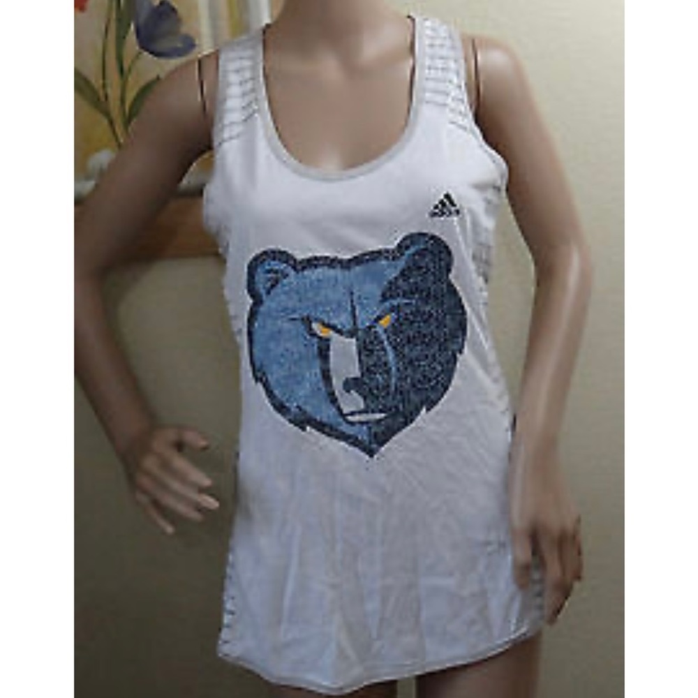 ADIDAS Memphis Grizzlies Ladies white Stripe Racer Tank Top,size 2XL Women’s
